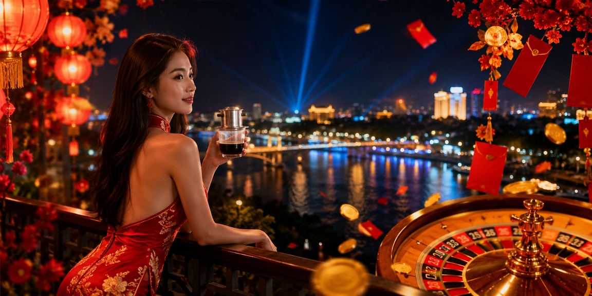 Người chơi Roulette tại Huế trong không gian cà phê hiện đại với thiết bị di động